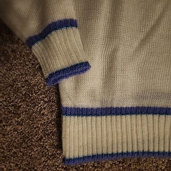 Medium Vintage Adell Barre Sweater Holiday Christmas Sparkly Snowflake White - Picture 2 of 8